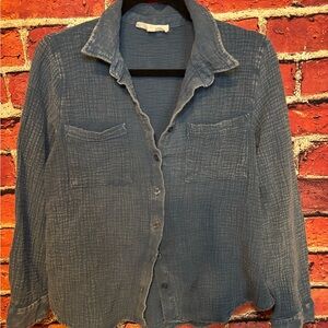 Blue Button-Up Cotton Shirt